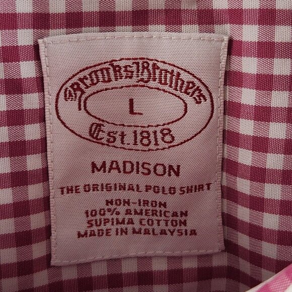 Brooks Brothers Madison Large Non-iron Magenta Check Long Sleeve Button Up Shirt - Picture 9 of 16